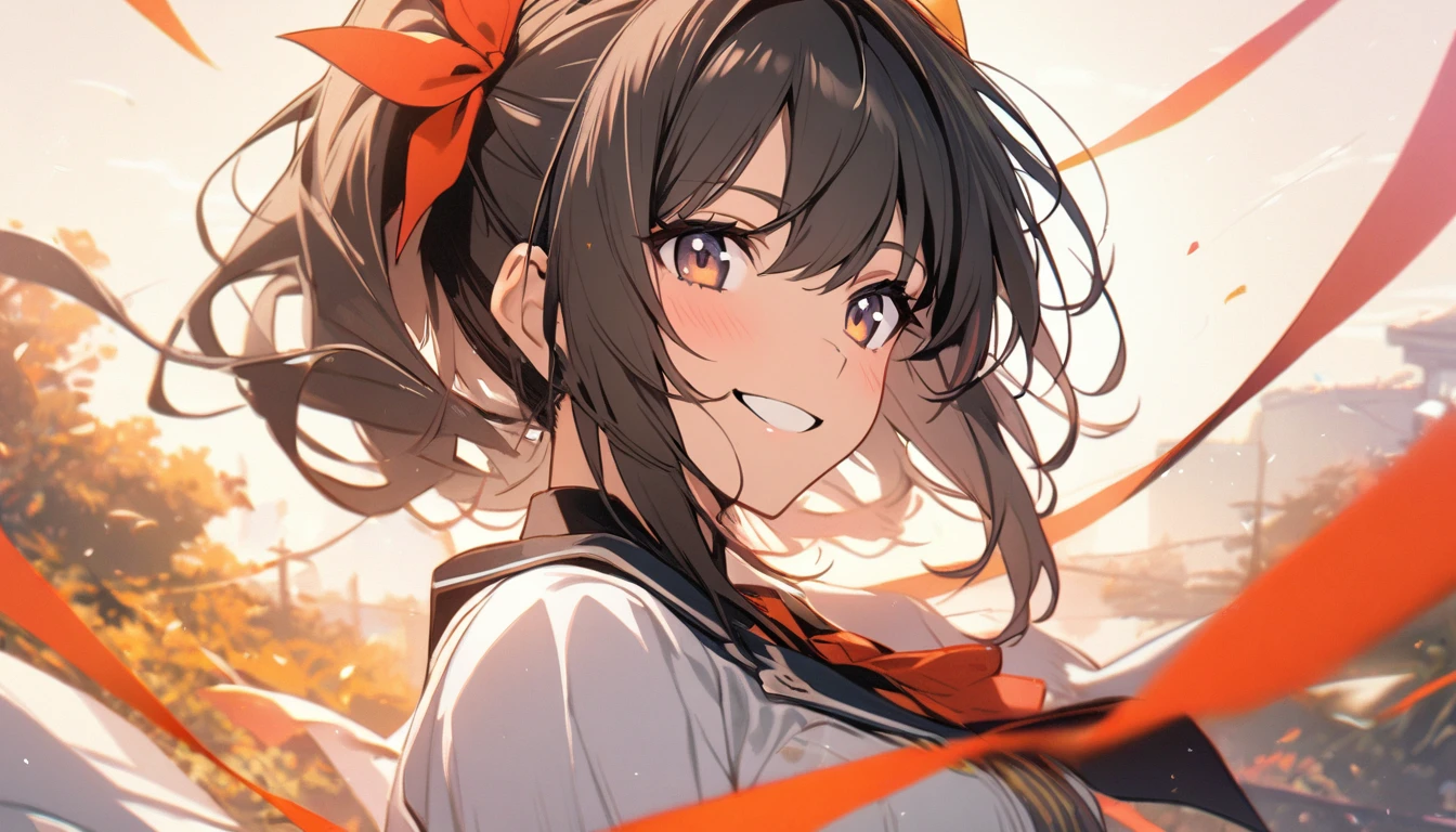 1 girl, smile