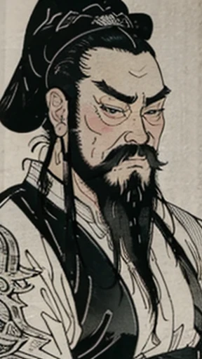 Wearing a black swimming cap、Oriental、Men in ancient Chinese costumes、(ancient chinese hairstyle male)、As seen in the Romance of the Three Kingdoms々military commander、Highest quality、masterpiece、Ultra-high resolution、(Realistic:1.4)、Game Poster、Crisp and beautiful image quality、Long beard、Embroidered cloth wrapped around a topknot、whole body ,(green metal armor, metal dragon head on the shoulder, Holding a sword, (Skin of color, ),(long heavy black beard):1.2), (green metal armor with intricate pattern:1.2), gloves, Long trousers, (Very detailed, bloom:1.5), (Highest quality, Concept Art, 4K), (analog:1.2), (high sharpness), (Detailed pupil:1.1), (Painting:1.1), (digital Painting:1.1), Detailed face and eyes, masterpiece, Highest quality, (Very detailed写真:1.1), 8k, photoRealistic, (Black Hair, Dynamic Short Hair), (PurerosFace_v1:0.2), [:(Detailed face:1.2):0.2], sharp, Realistic, Realistic Shadow, 