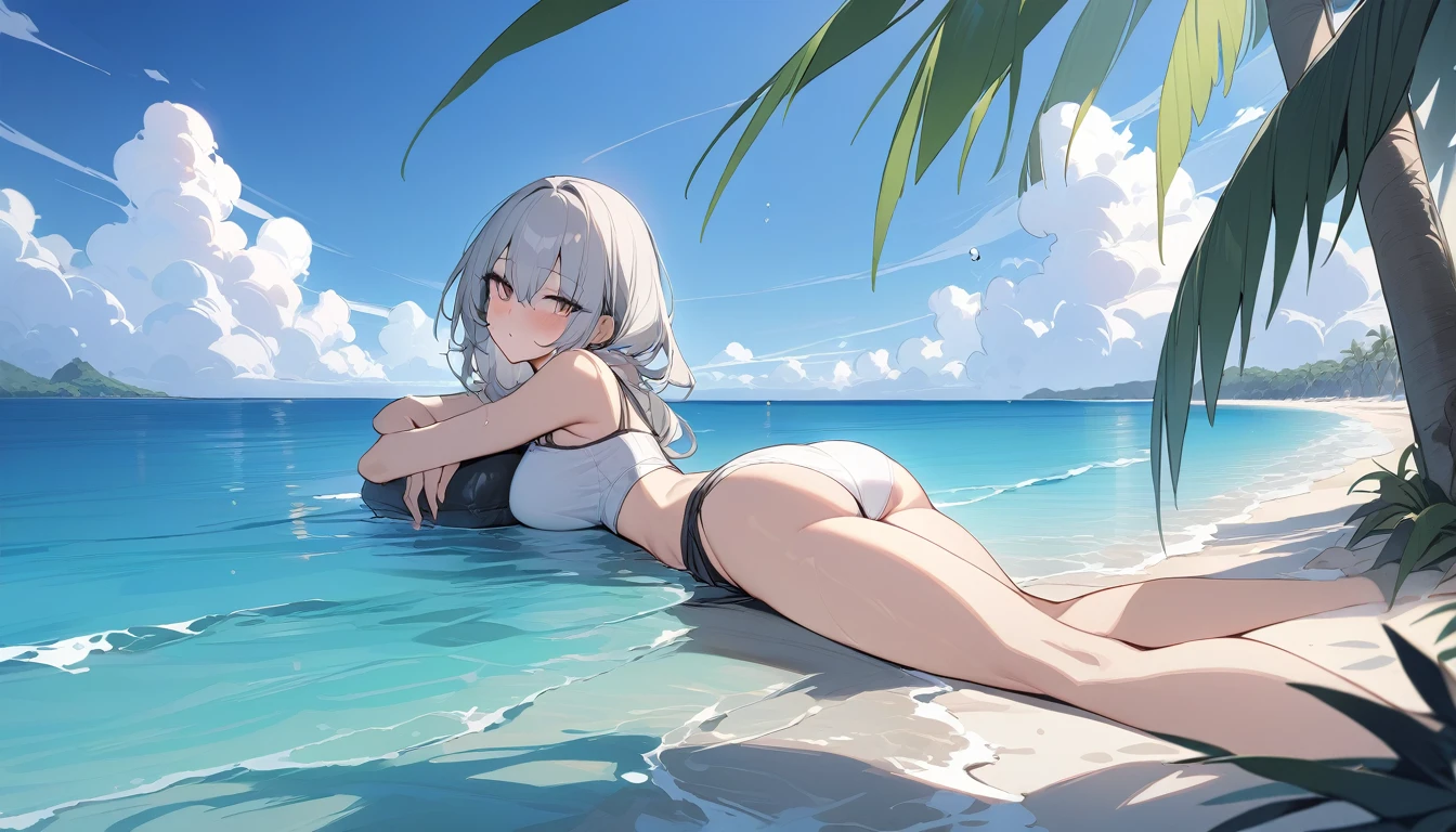 (masterpiece, Highest quality:1.2), 1 Girl, alone,Eyes open,Tropical atmosphere,Ocean,Relaxing