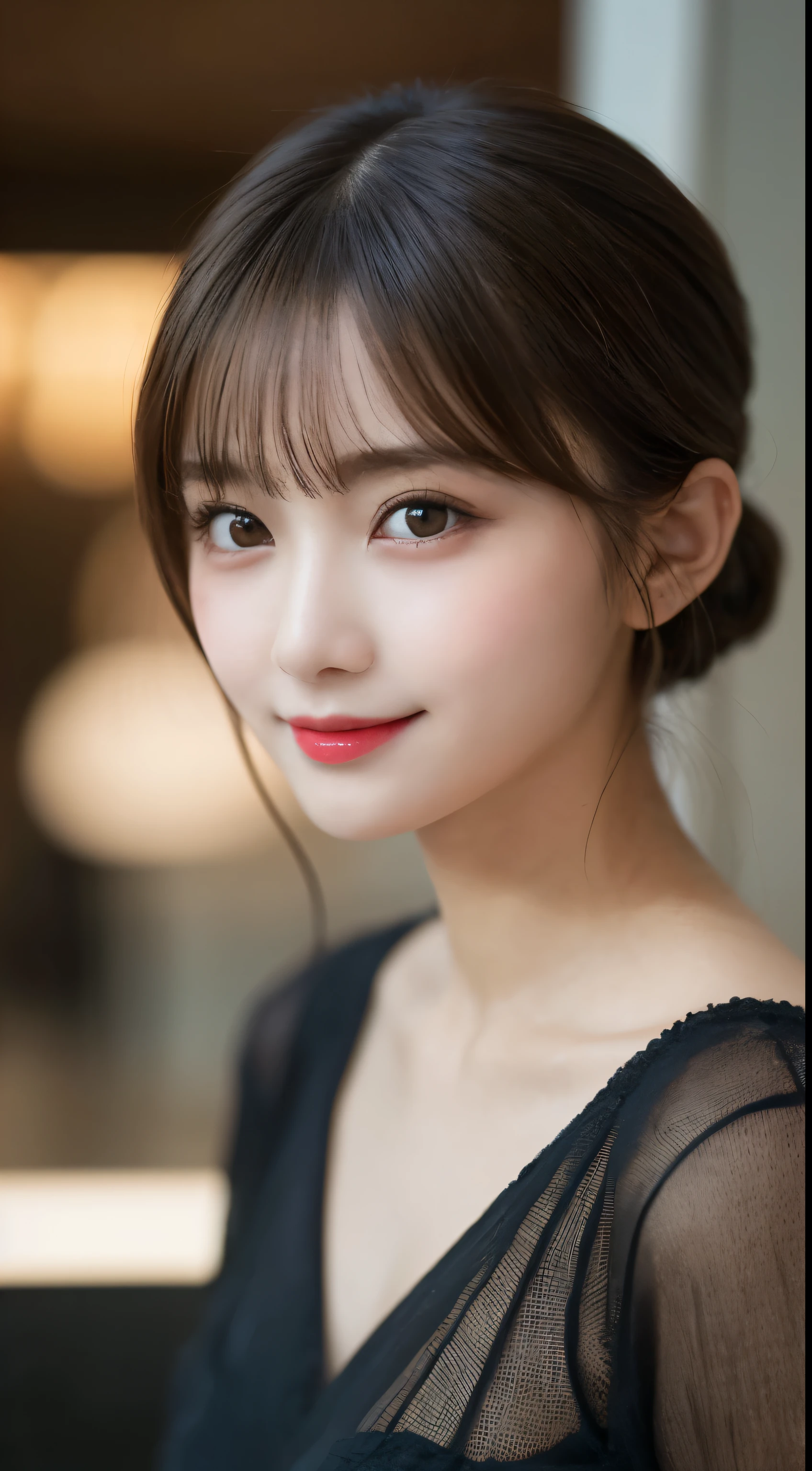 Tabletop, Highest quality, shape, Very detailed, finely, High resolution, 8k wallpaper, Perfect dynamic shape, Beautiful and exquisite,Random cute hair,,Natural color lip、20-year-old girl、cute、Looking into the camera,Always blur the background,Perfect and beautiful face,Slim face and figure,Big eyes、Putting on gal makeup,Small face,Shooting from below、Blurred Background,Elegant feminine face、Cyberpunk Fashion、smile、Change pose randomly、Randomly change the shooting angle and position