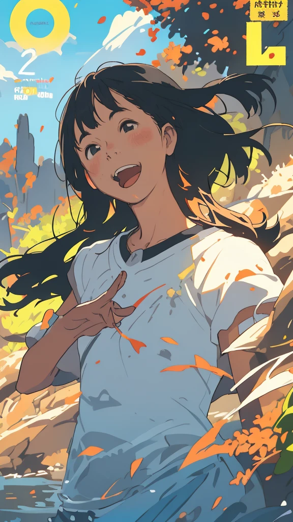 reasonable design, Clear lines, High Sharpness, (highest quality,8K,Perfect sharpness,Ultra fine,High resolution,masterpiece:1.2), Perfect Anatomy:1.5, Official Art, Illustrations that tell a story, (Whitish background:0. 9)、Body Positivity、More Mr.Physical expression、(Random and mischievous poses)、Perfect beauty、Perfect beautiful face、Strong winds、A rich expression、Dynamic composition、smile、Golden ratio composition、colorful、(Mr.Different angles and perspectives)、anime art、mini skirt、(Overcoming stereotypes)、 Glowing Skin、(Natural beauty)、smile、bangs、Straight Hair、(Soft and flowing hair)、(Rural Scenery)、(Nostalgic atmosphere)、Insert up to the thighs、(Playful and carefree)、(More Mr.Ethnic characters)、(innocent attitude)、(Sunny atmosphere)、Skirt flipped up、(Bright colors)、Belly button exposed、Beautiful Eyes、A skirt fluttering in the wind、Put it in to your feet、Some composition patterns、sensuous、Geometric pattern、emotional、Symposium cover、