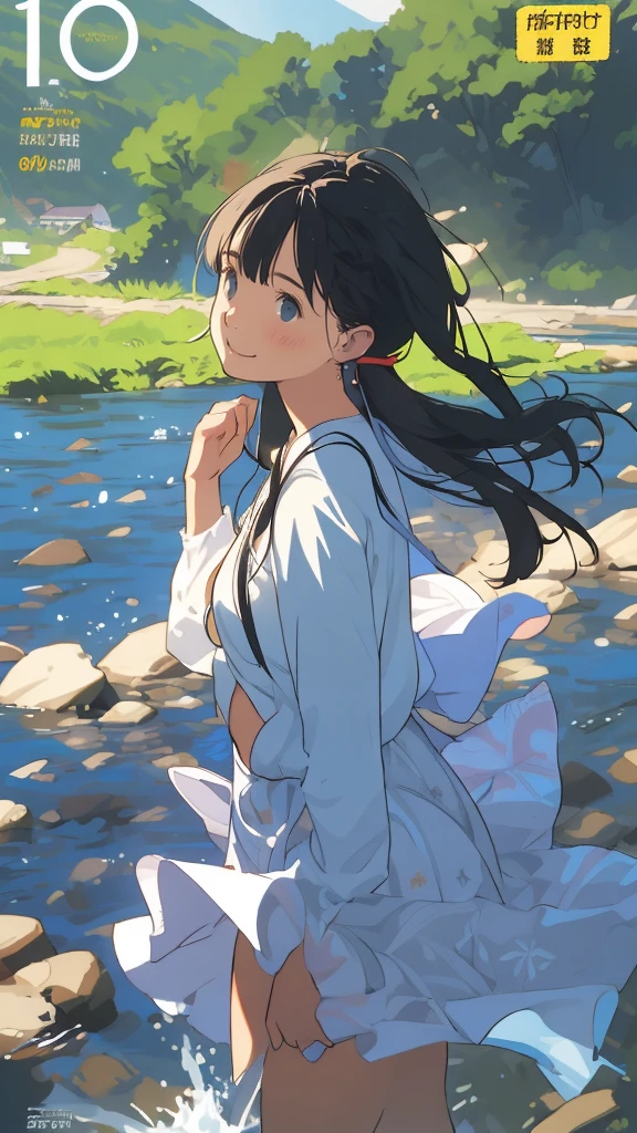 reasonable design, Clear lines, High Sharpness, (highest quality,8K,Perfect sharpness,Ultra fine,High resolution,masterpiece:1.2), Perfect Anatomy:1.5, Official Art, Illustrations that tell a story, (Whitish background:0. 9)、Body Positivity、More Mr.Physical expression、(Random and mischievous poses)、Perfect beauty、Perfect beautiful face、Strong winds、A rich expression、Dynamic composition、smile、Golden ratio composition、colorful、(Mr.Different angles and perspectives)、anime art、mini skirt、(Overcoming stereotypes)、 Glowing Skin、(Natural beauty)、smile、bangs、Straight Hair、(Soft and flowing hair)、(Rural Scenery)、(Nostalgic atmosphere)、Insert up to the thighs、(Playful and carefree)、(More Mr.Ethnic characters)、(innocent attitude)、(Sunny atmosphere)、Skirt flipped up、(Bright colors)、Belly button exposed、Beautiful Eyes、A skirt fluttering in the wind、Put it in to your feet、Some composition patterns、sensuous、Geometric pattern、emotional、Symposium cover、