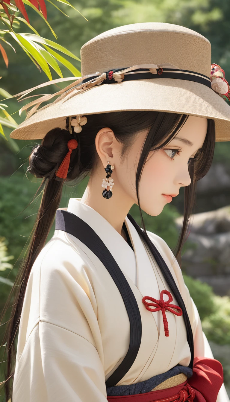 (masterpiece, Highest quality:1.2), One girl, alone,bony body、15 years old、hat、Earrings、Taisho period