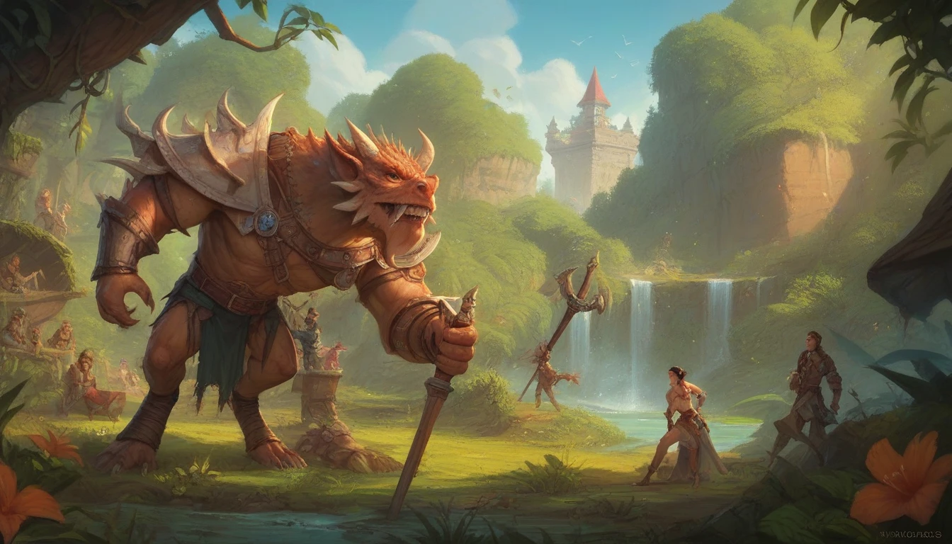 close-up of wild animals in the jungle, medieval rpg background, epic Art of RPG, dungeons and dragons artwork, Arte de RPG, dungeons and dragons art, arte de fantasy de masmorras e dragões, d & of fantasy art, dungeons and dragons art, fantasy d & arte d, High quality DND illustration, Arte de RPG, hyperrealistic d & of fantasy art, dnof fantasy art