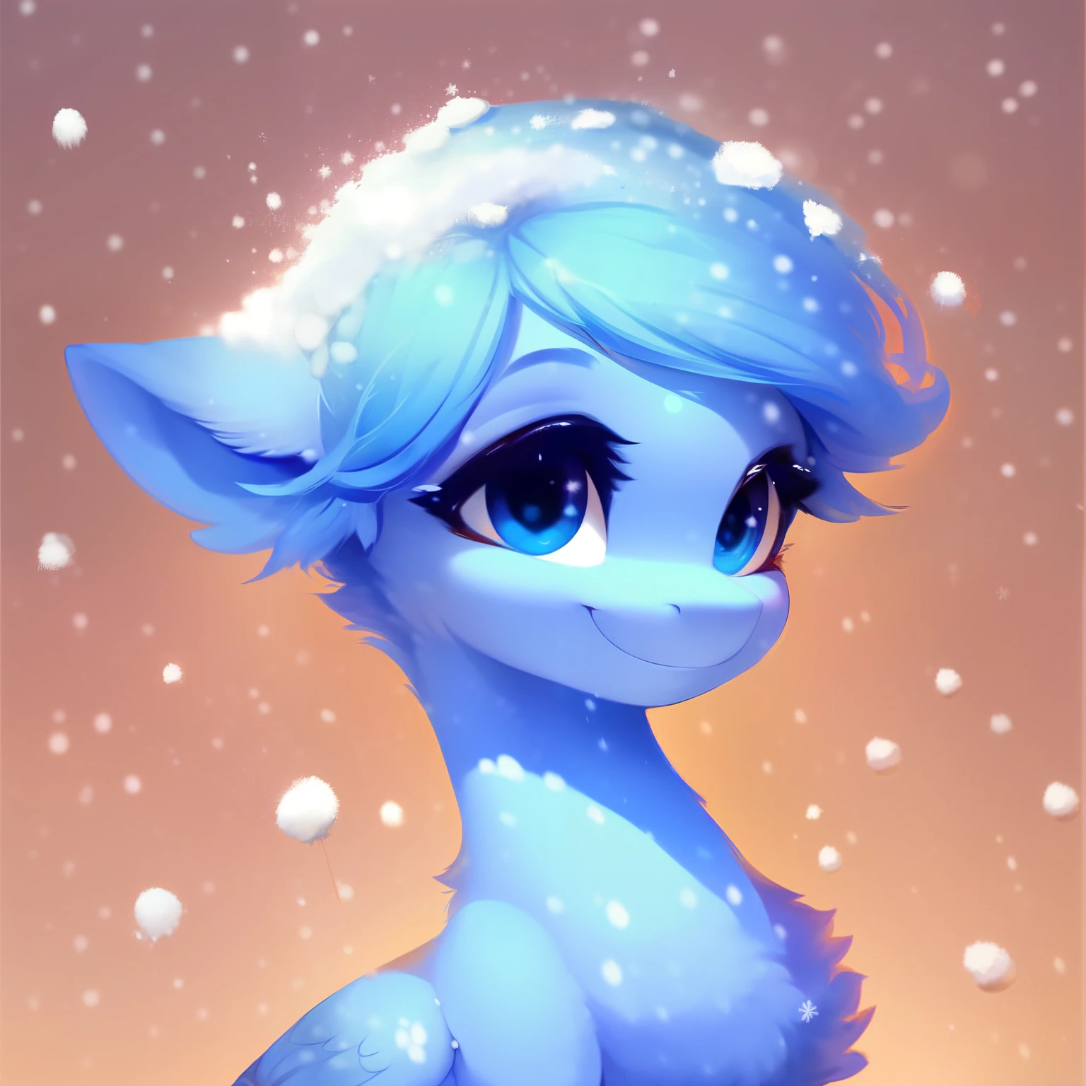 rating_safe, score_9, fluffy, feral pegasus pony,Bad,round cute face,very (((light blue body))), (((snow-white short mane))) 柔顺Fine半长的鬃毛,Gentle and clear light blue eyes,Gentle smile,Fine,Delicate painting lines