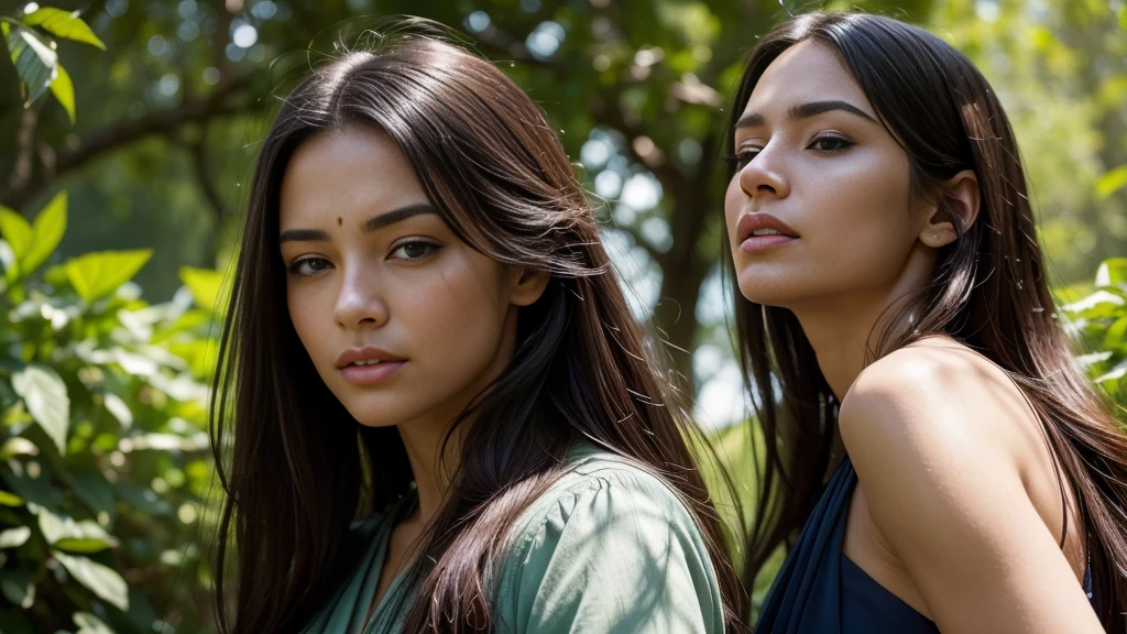 a beautiful woman with serene expression, forgiving look, long flowing hair, soft skin, detailed facial features, elegant dress, graceful pose, tranquil garden setting, lush greenery, sunlight filtering through trees, sense of peace and redemption, photorealistic, highly detailed, vibrant colors, dramatic lighting, intricate textures, masterpiece, (best quality, 8k, highres, ultra-detailed, realistic, photorealistic:1.37), cinematic, emotional, spiritual, (forgiving, redemption, guilt, inner peace:1.2)