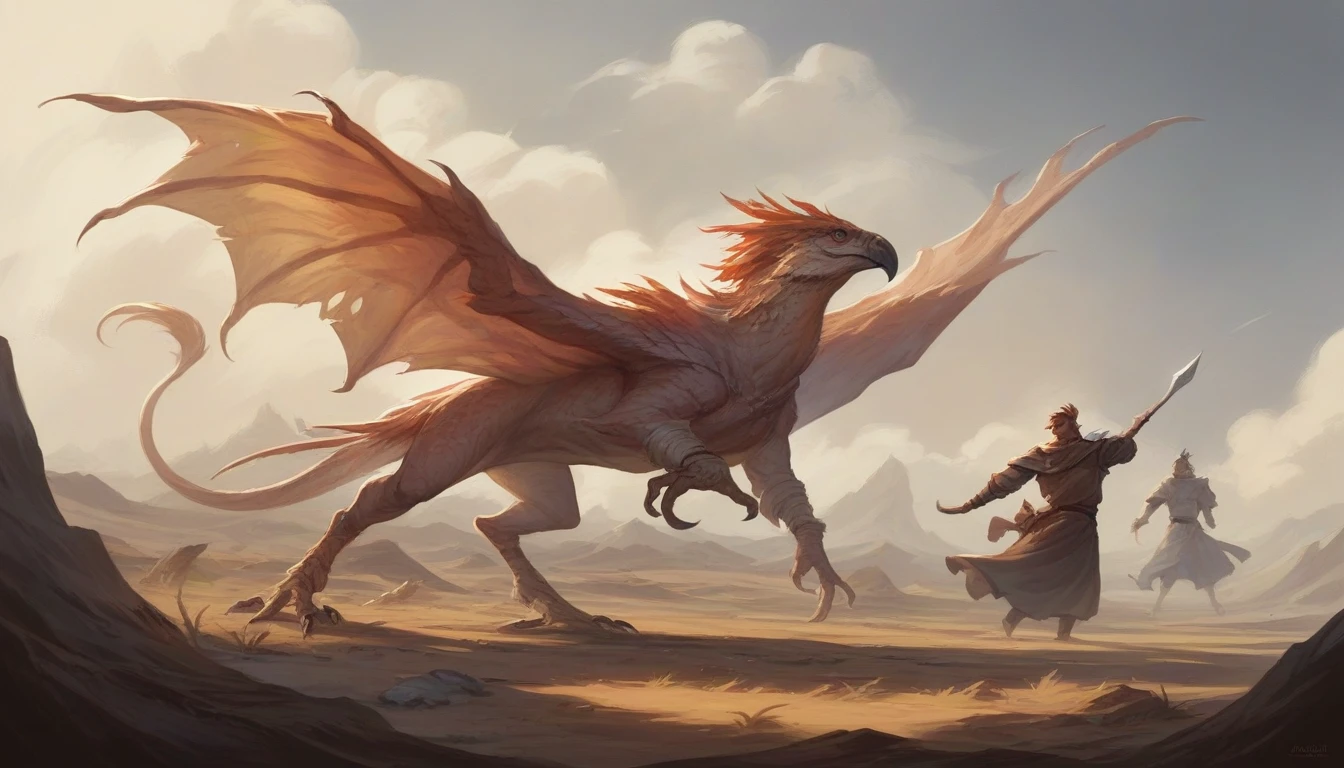 close-up of a chicken monster , medieval desert background rpg, epic Art of RPG, dungeons and dragons artwork, Arte de RPG, dungeons and dragons art, arte de fantasy de masmorras e dragões, d & of fantasy art, dungeons and dragons art, fantasy d & arte d, High quality DND illustration, Arte de RPG, hyperrealistic d & of fantasy art, dnof fantasy art