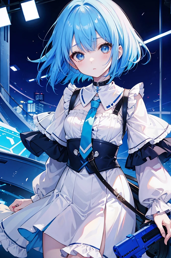 Girl、Blue hair short、Menhera
