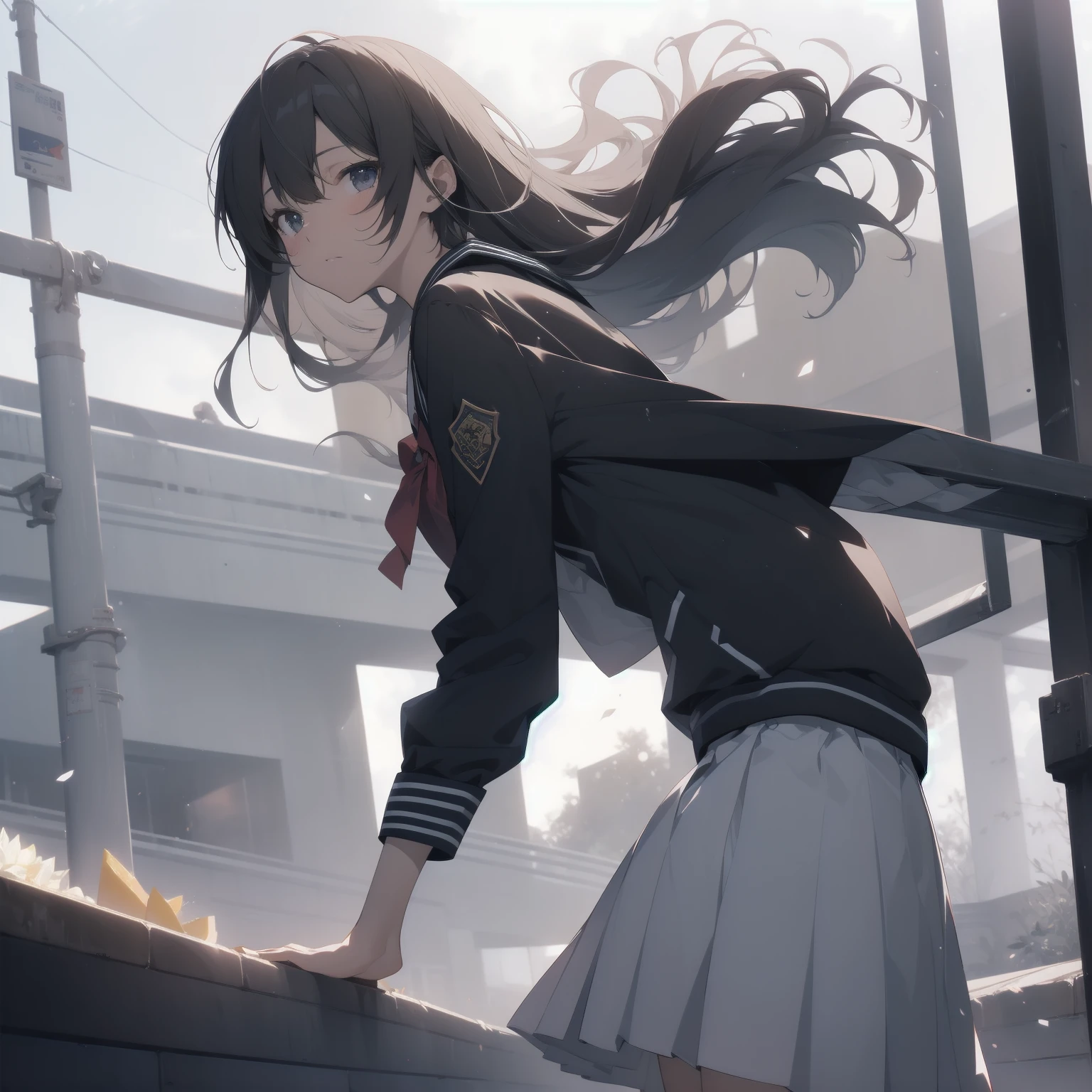 ultra-absurdres-Top quality by artist God, ultra-detailed, high resolution, anime moe artstyle, best anime 8k konachan wallpaper, pixiv contest winner, pool:2810, perfect anatomy,break, 1girl, (Please draw a girl walking sleepily to school alone. )break,(Solo,little female, 13-year-old:1.3),Full limbs, complete fingers,a junior high school student, (very short hair), short cut, flat chest, , small butt, small black eyes, beautiful detailed eyes, well-proportioned iris and pupils, expressive eyes, highres detailed hair, soft expression, salor school_uniform, sailor collar, serahuku, bow, pleated skirt,(Detailed Lighting), (Detailed background), in the School commute route. break,super detailed skin, Best cinematic lighting powered by famous artist, 8k,beauty illustration,photoshop_(medium),very aesthetic,break,((artist:kotorai )), artist:clamp ,artist:carnelian ,artist:kantoku ,
