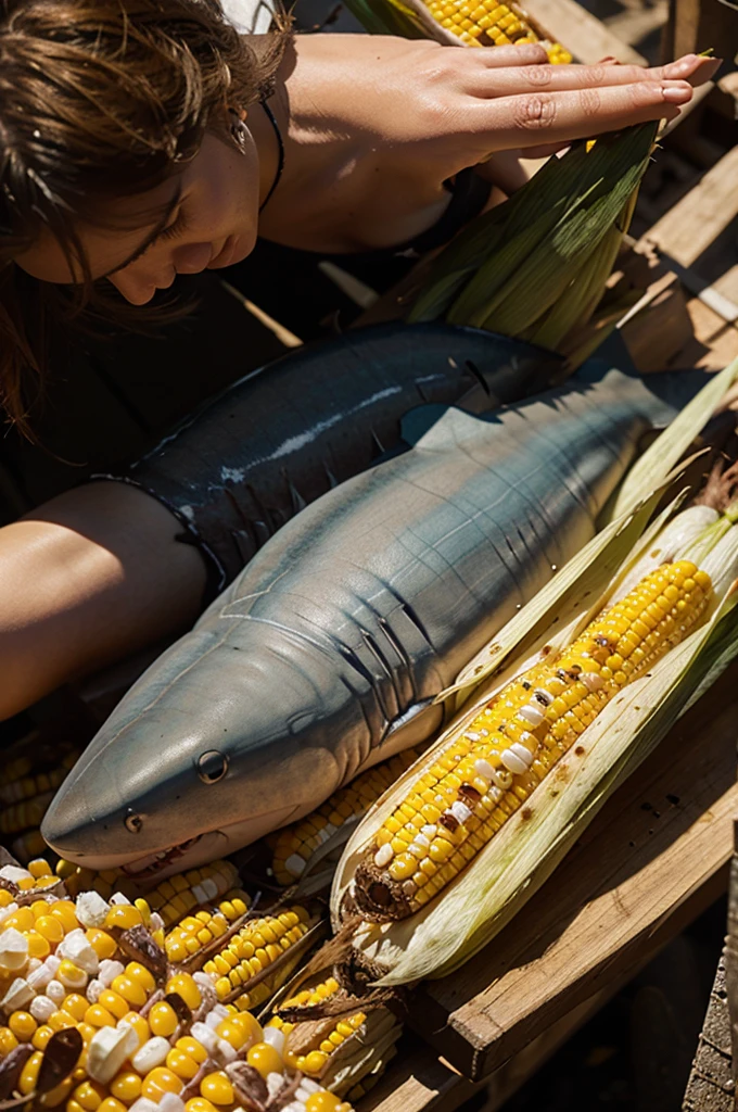 Sharks eat corn