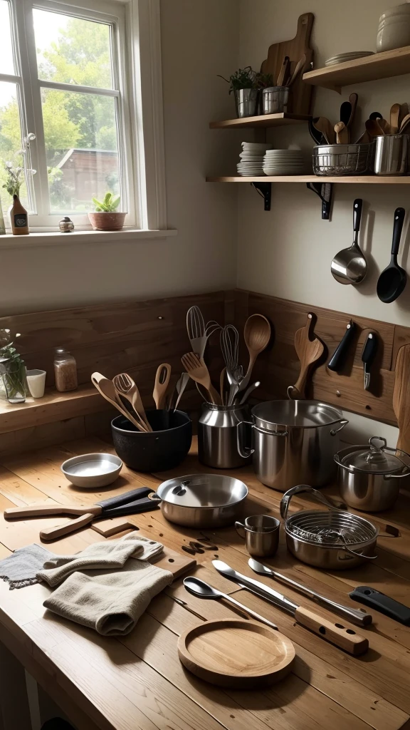 Kitchen utensils on a table