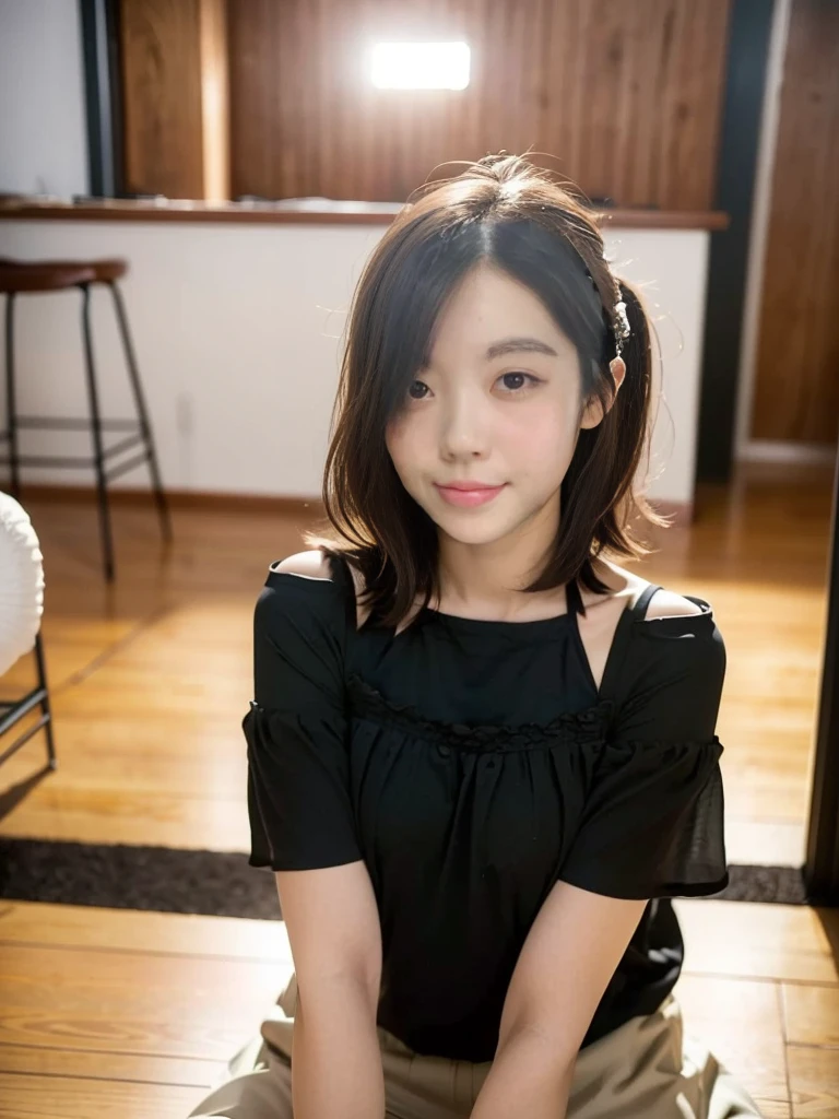 Dark brown hair、Light brown eyes、Japanese actress、 Lady、I am about 40 years old.....、(Intricate details:1.2)、(Which is the top?????:1.4)、 (Ultra-high resolution:1.2)、Ultra-high resolution、(Fine-tune)、(Detailed facial features)、Hmph、8k resolution、D cup size breasts、Long Hair、Updostyle, Updo、Hair Bun、1 girl, Deep sorrow facial expression, (Very detailed美しい顔), (camisole:1.5), (Exposing shoulders:1.3), (Highest quality:1.4), (Very detailed)、Beautiful fair skin with transparency, Are sleeping、Sleeping on the floor、Top View、 Open your mouth a little、Her legs are visible through the dress、Deep sorrow、Pose of Weakness、Obscene pose、White floor、White wall、The morning sun shines in、Lean on、