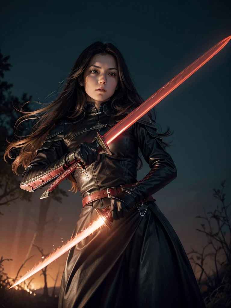 Create an image of a powerful sword filled with blood