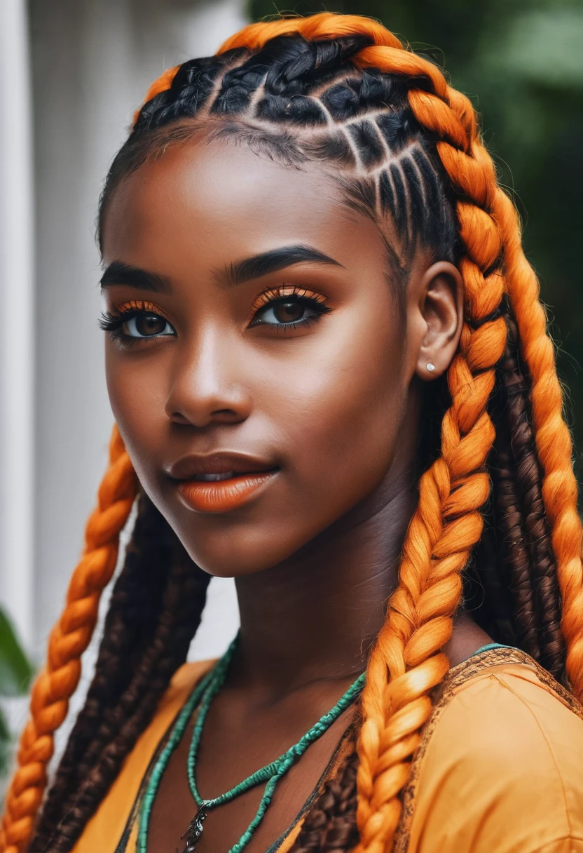 Can I get a beautiful brown skin girl with braids and  orange eyes