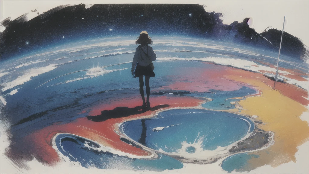 Lonely, Absurd, High resolution, Super detailed, (One girl:1.3),
Break Lomography, Analogue photography, Vibrant colors, Soft Focus, Light leakage, Dreamy atmosphere, Experimental charm, Nostalgic Charm BREAK Color Field Painting, large colored bands, abstract expressionism, Bold colors, Emotional impact, Atmospheric Depth, Minimalist Approach BREAK
, Space Exploration, Celestial Bodies, Astronomical phenomena, Scientific discoveries, otherworldly wonders