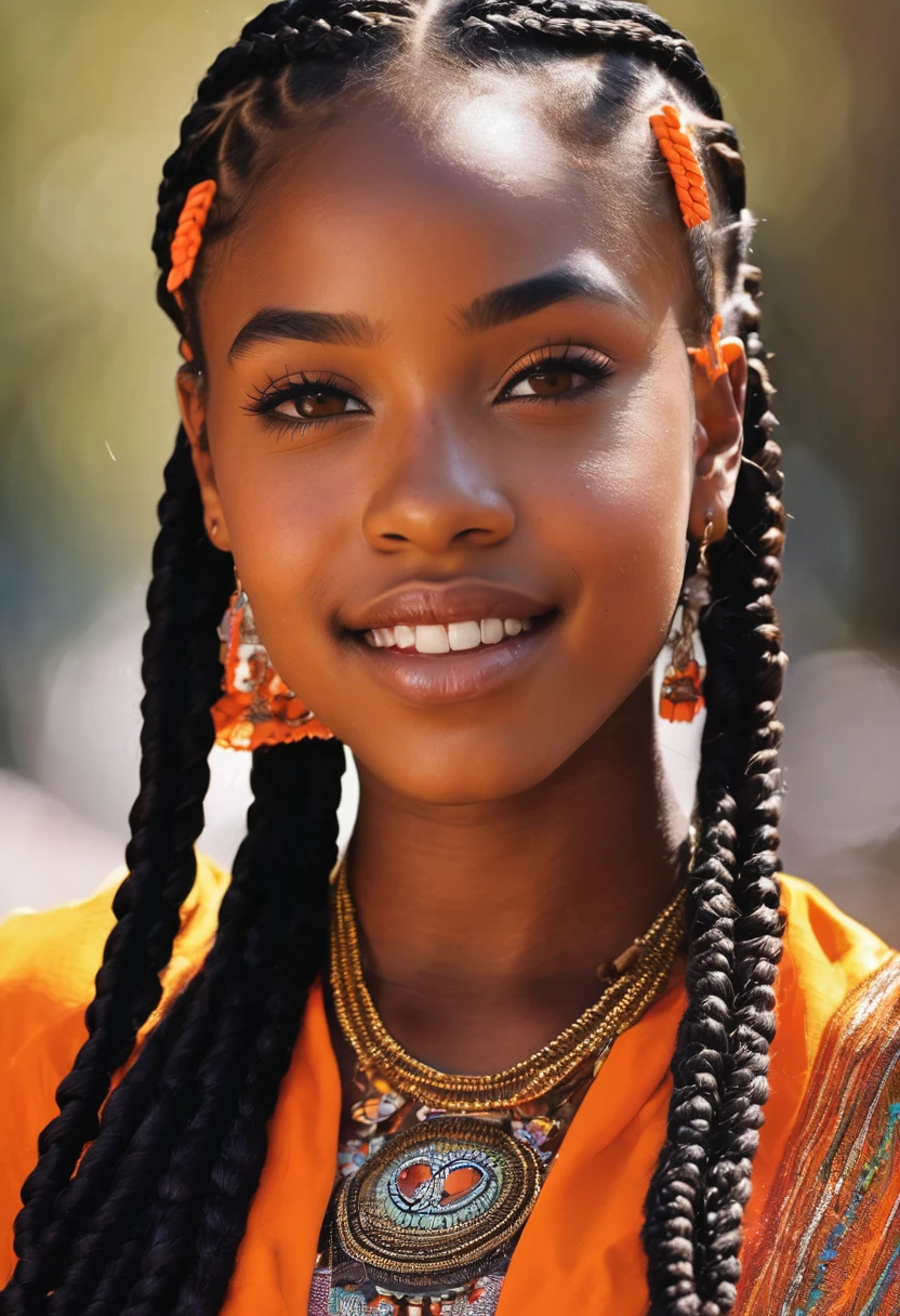 Can I get a beautiful brown skin girl with braids and Bright orange eyes