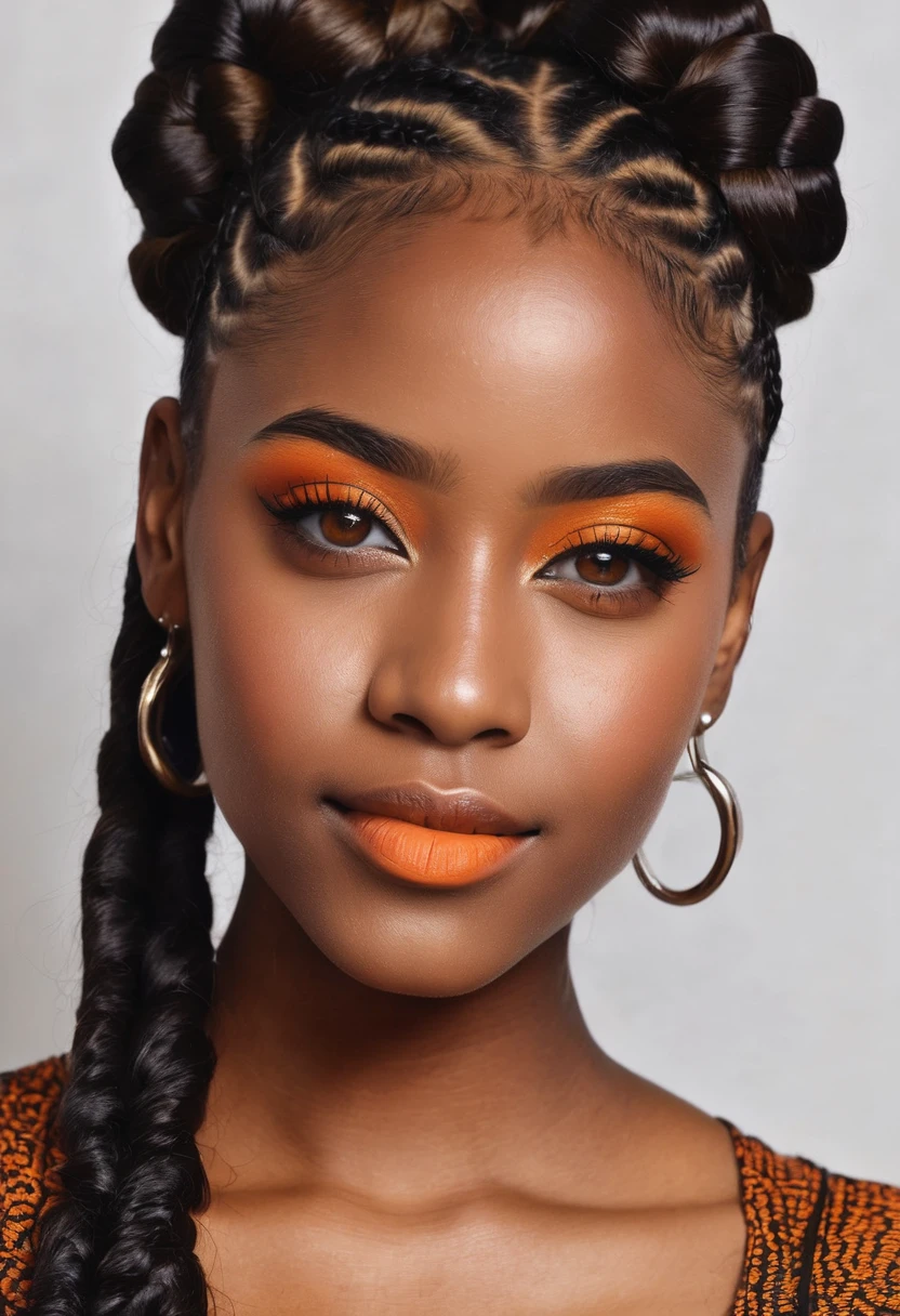 Can I get a beautiful brown skin girl with braids and Bright orange eyes
