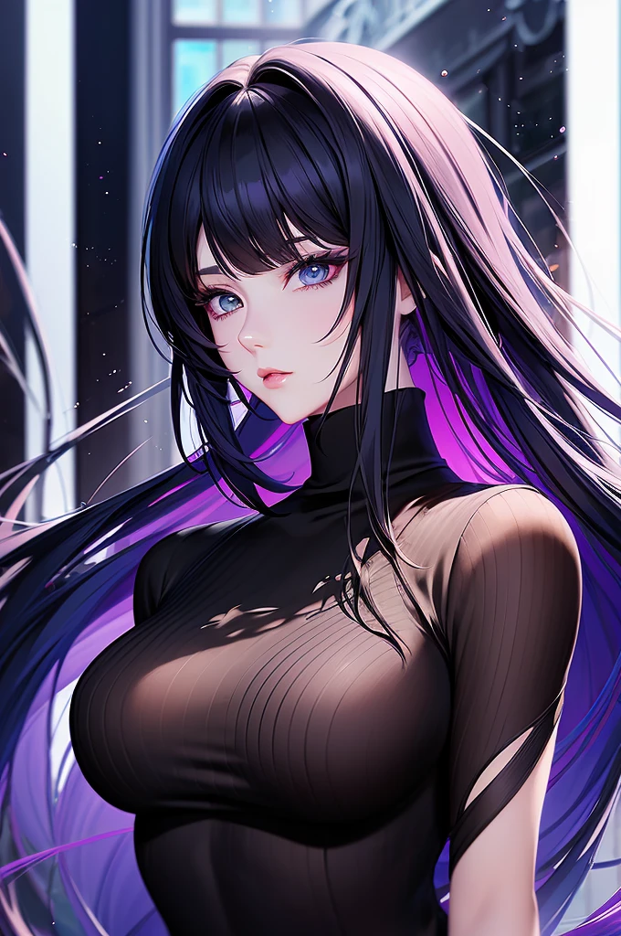 anime - style image of a woman with a black turtle neck top, a character portrait inspired by Yanjun Cheng, pixiv, digital art, digital anime illustration, beautiful anime portrait, detailed portrait of anime girl, anime style portrait, stunning anime face portrait, detailed anime soft face, smooth anime cg art, portrait anime girl, artwork in the style of guweiz