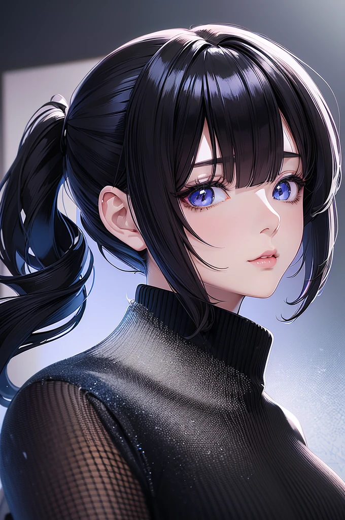 anime - style image of a woman with a black turtle neck top, digital anime illustration, beautiful anime portrait, detailed portrait of anime girl, anime style portrait, stunning anime face portrait, detailed anime soft face, smooth anime cg art, portrait anime girl, artwork in the style of guweiz, soft anime illustration, clean detailed anime style, high quality portrait