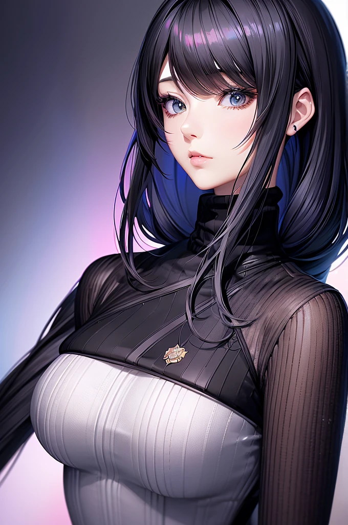 anime - style image of a woman with a black turtle neck top, digital anime illustration, beautiful anime portrait, detailed portrait of anime girl, anime style portrait, stunning anime face portrait, detailed anime soft face, smooth anime cg art, portrait anime girl, artwork in the style of guweiz, soft anime illustration, clean detailed anime style, high quality portrait