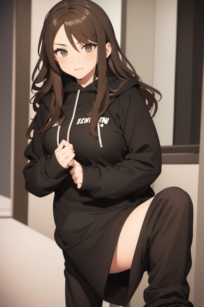 {{{sincos (sincos), no human, full body}}}, 1 girl, beautiful face, smiling, curly black hair, showing off her panties slightly, looking at viewer, white background, blank background.