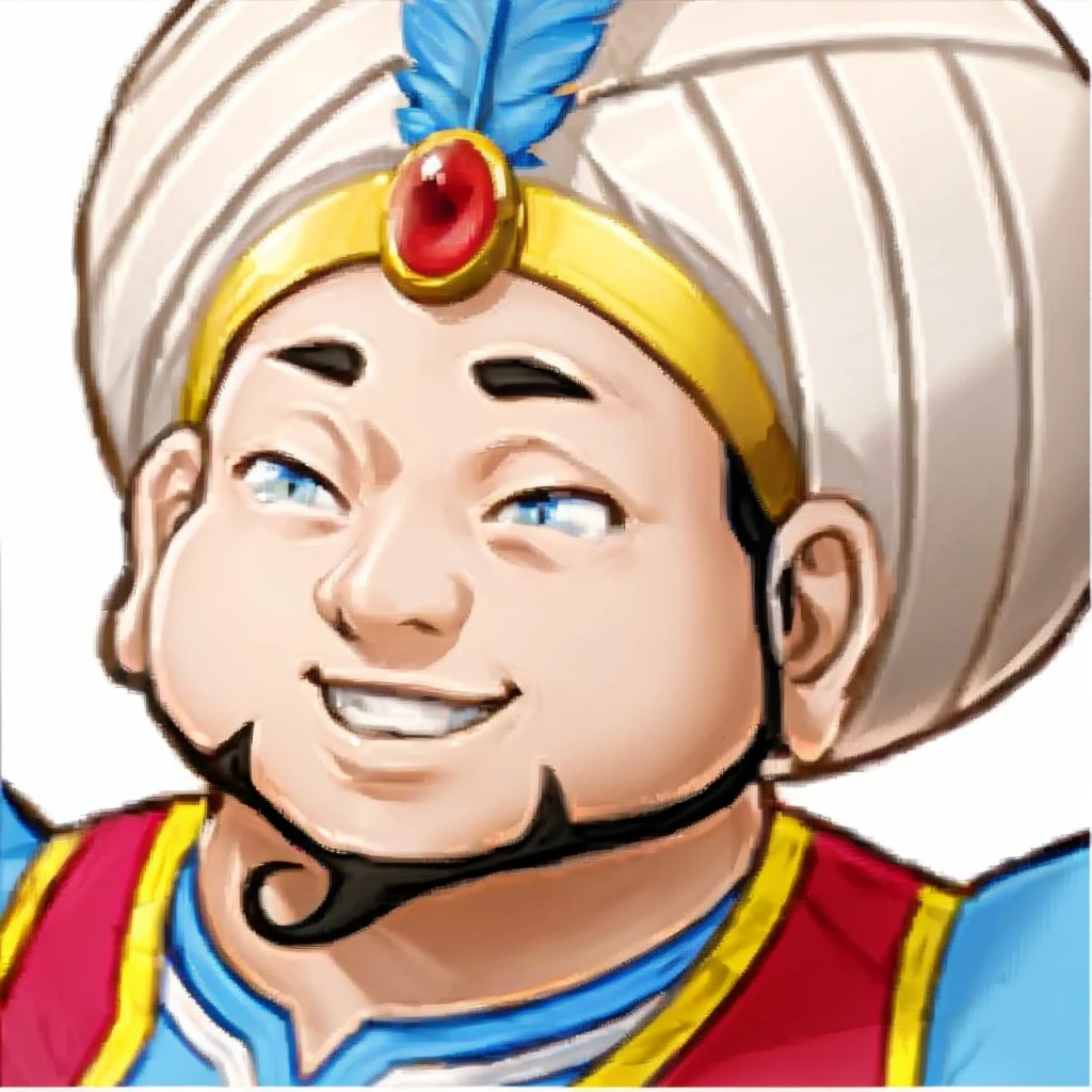 male,turbaned,Egyptian,Blue feathers,smile,4K,8k,Highest quality