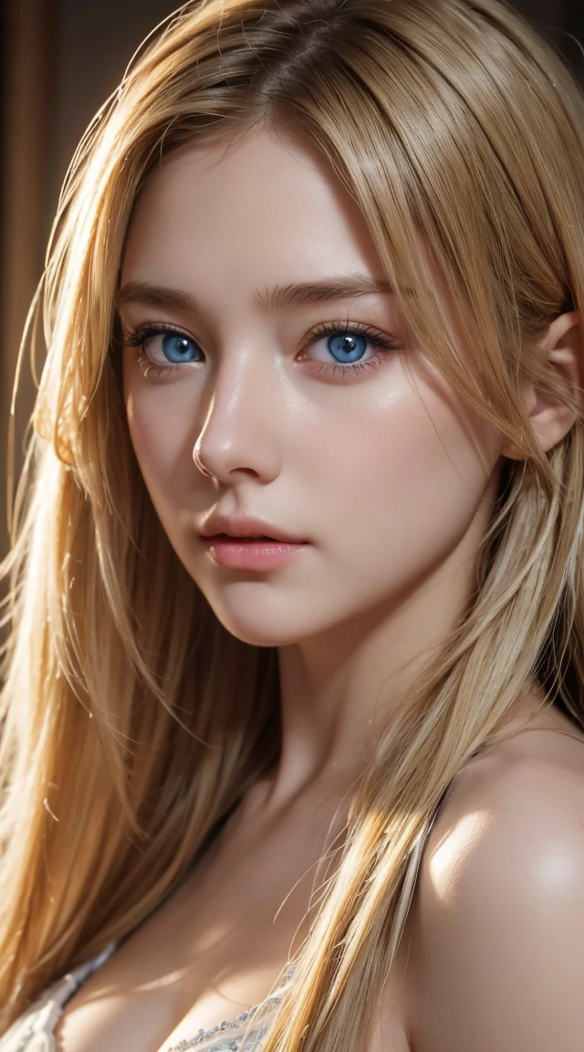high quality, 最high quality, photo-Realistic, Raw photo, Realistic, ultra Realistic 8k cg, Very detailed, High resolution, masterpiece, One girl, Long Hair, Blonde, blue eyes, Face and eye details, close, Intricate details, Detailed Texture, In detail,