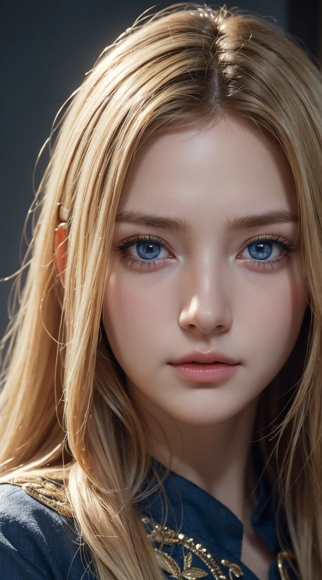 high quality, 最high quality, photo-Realistic, Raw photo, Realistic, ultra Realistic 8k cg, Very detailed, High resolution, masterpiece, One girl, Long Hair, Blonde, blue eyes, Face and eye details, close, Intricate details, Detailed Texture, In detail,