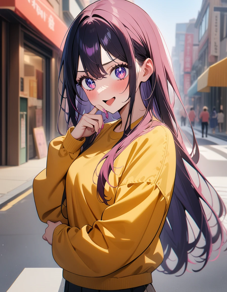 1girl, hoshino ai \(oshi no ko\), oshi no ko,street,masterpiece,very aesthetic,newest,sensitive