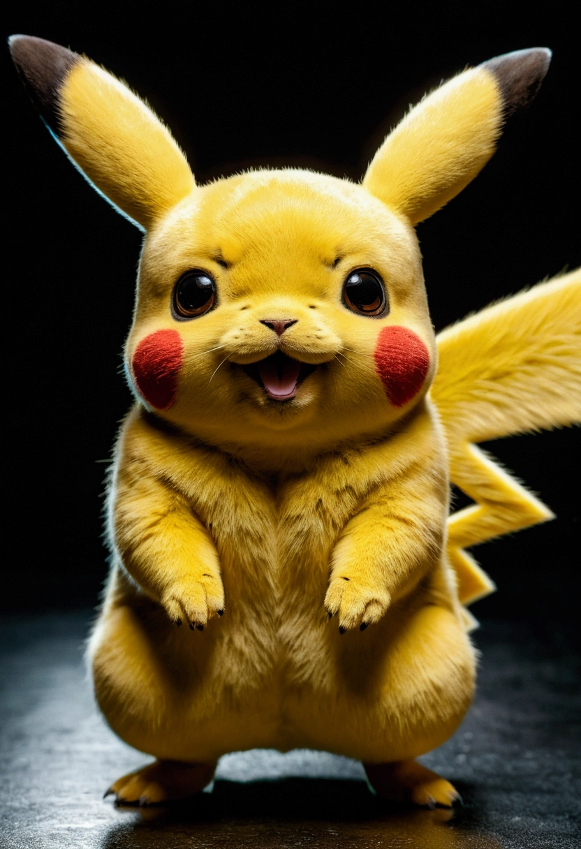 photograph, Real Pikachu full body BREAK BREAK portrait, Symmetric, Very detailed, Smooth, Sharp focus, Cinema Lighting, kkw-ph1