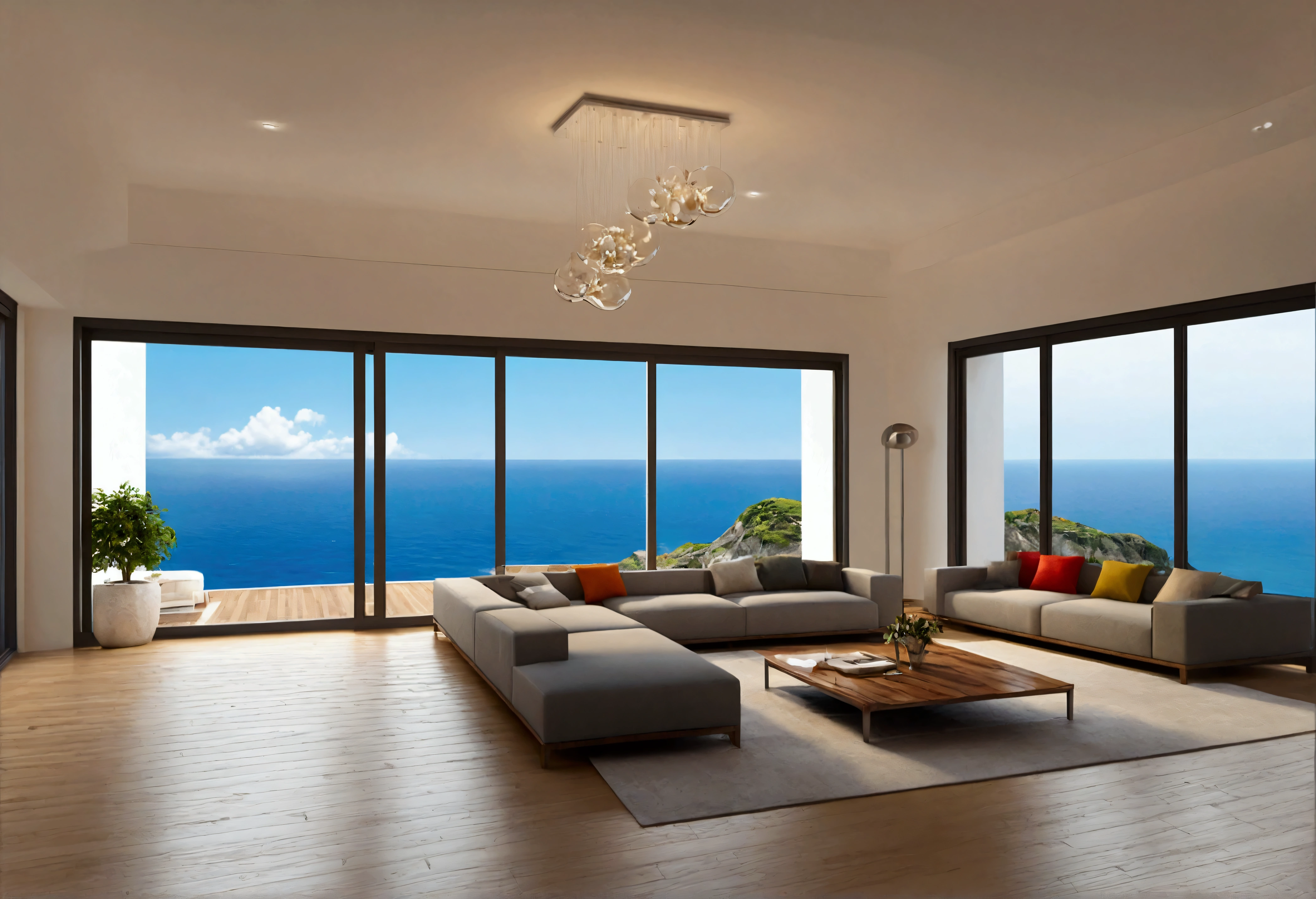 one&#39;s home, Large windows,Ocean view,living,Highest quality, 8k, High resolution, masterpiece:1.2, Very detailed, Realistic:1.37, High resolution, 超High resolution, Ultra-fine painting, Very detailed, Professional, Vibrant colors