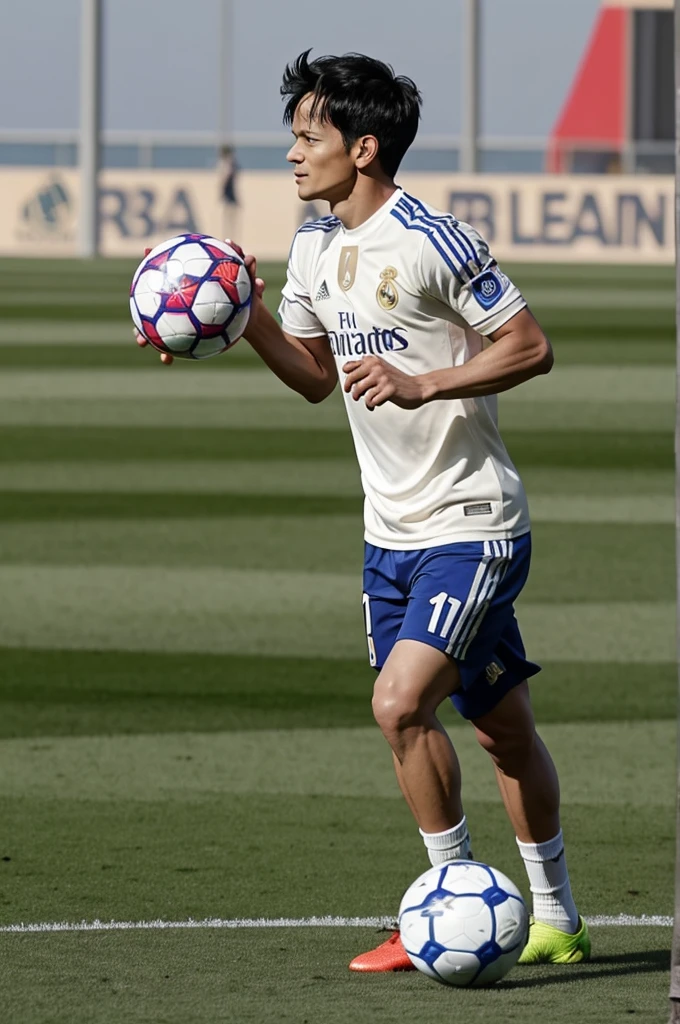 Luffy with the Real Madrid shirt training