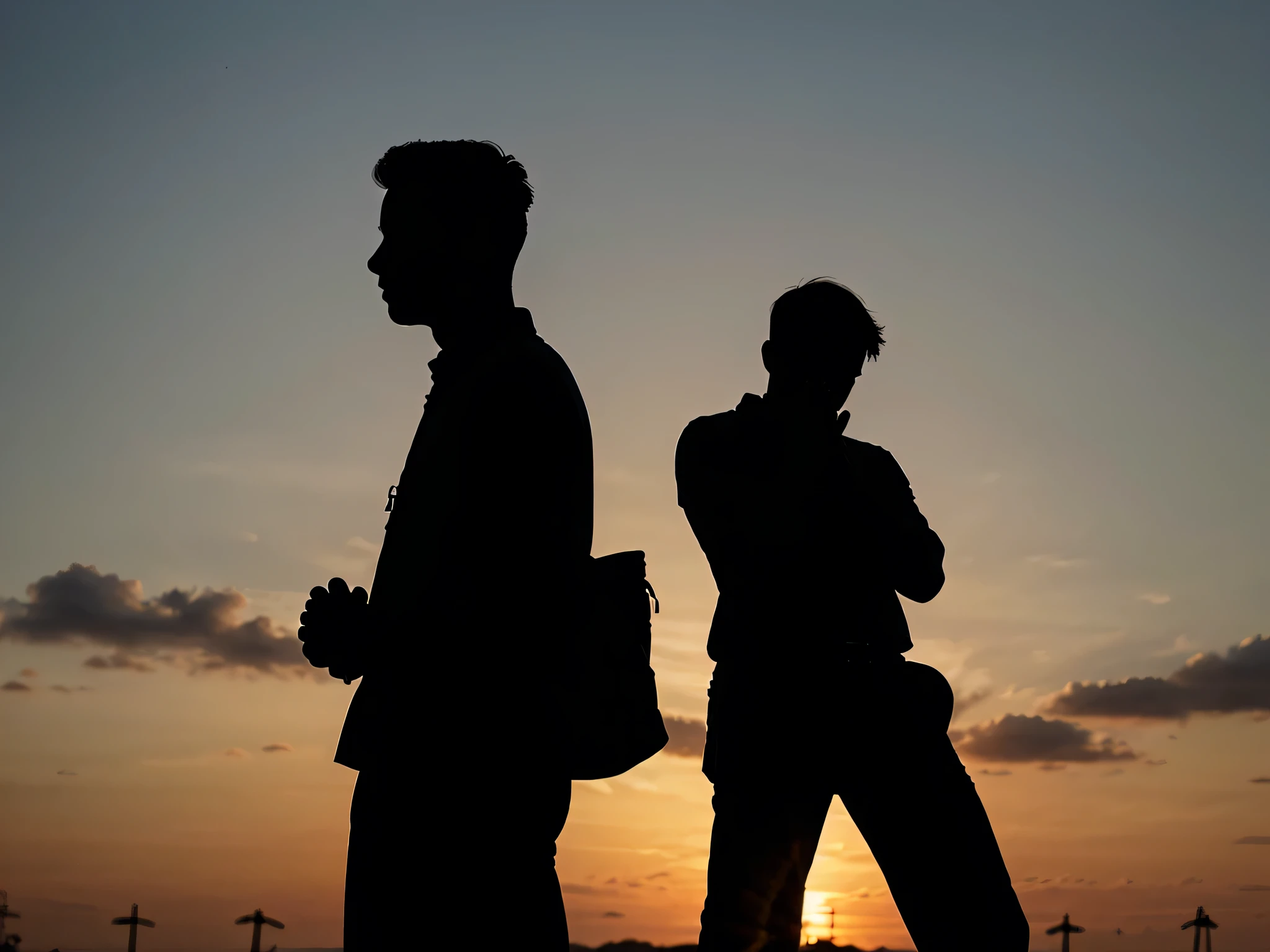 silhouette man praying