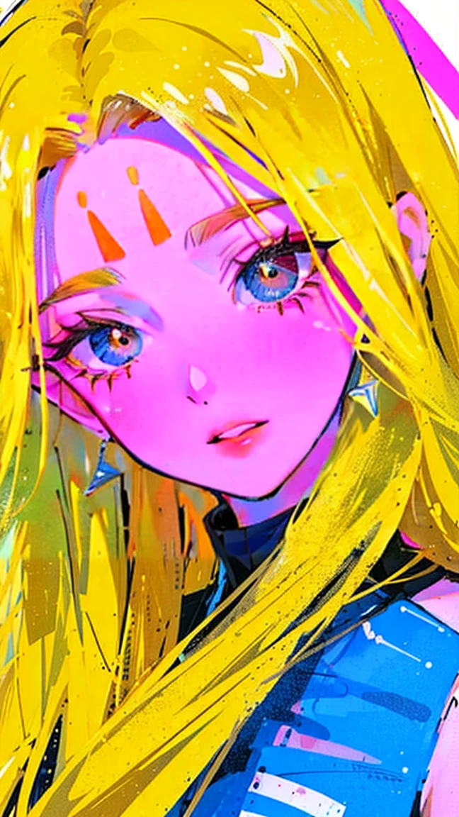 Naked girl with blonde hair and a pink loje