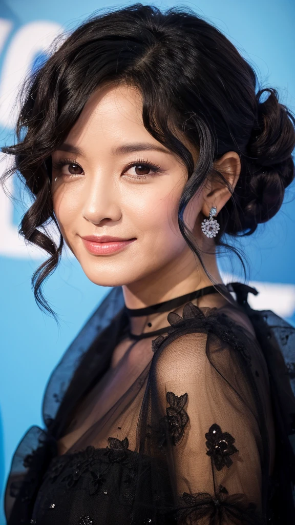 Beautiful woman, 33 years old, with black eyes and curly black hair."