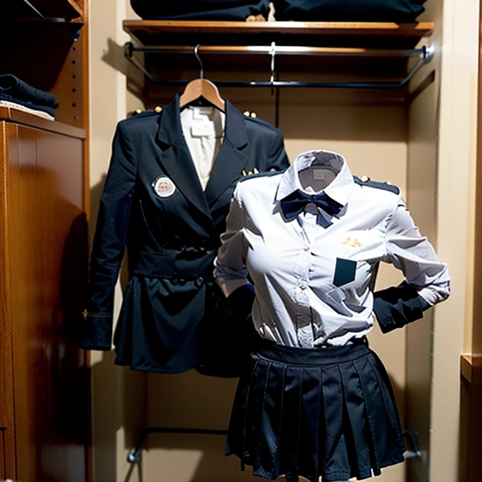 hang on hanger, (invisible:1.7, no humans:1.7, Headless:1.7, Handless, Faceless:1.7), (cute big breasts:1.7), (Close-up of breasts), (hanger school uniforms in a closet swells as if possessed by invisible girl:2), (8k, original photo, best quality, masterpiece:1.2), (actual, photo-actual:1.37), Photon Mapping, Light energy transfer, ((Hasselblad Photography)), Physically based rendering