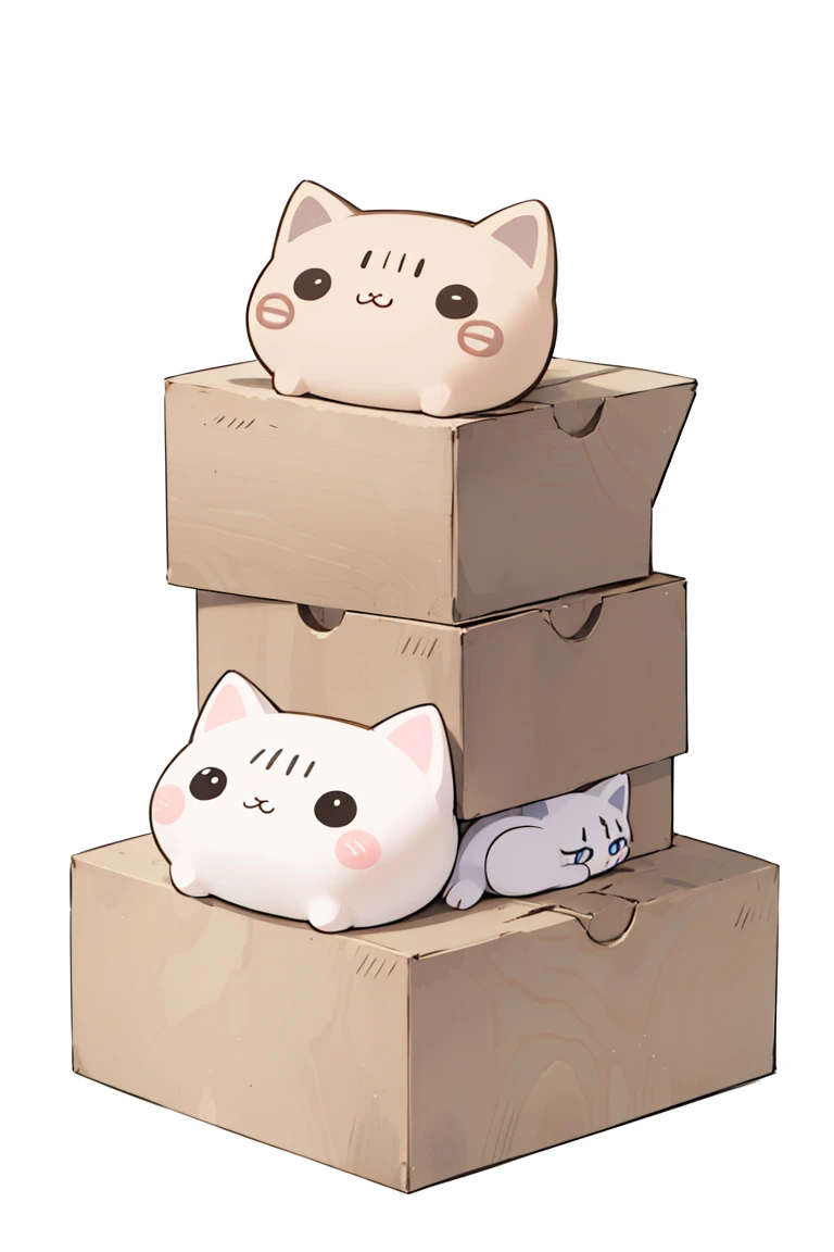 a group of Cat sitting on top of each other on a beige background, cute Cat, かわいいCat, かわいいCatのアニメビジュアル, Pusheen's Style. comics, CatCatCat, アニメのCat, Cute digital art, Cute illustrations, Catのデザイン, Stacked around, Cute artwork, Cat, かわいいcomics, かわいい子Cat, Cat and plants --ar 16:9 --q 2 --s 350 --niji 5