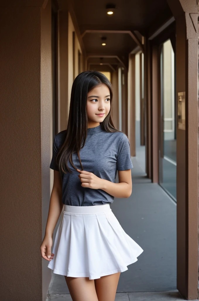 Image of a girl with a skirt where we can see underneath the skirt