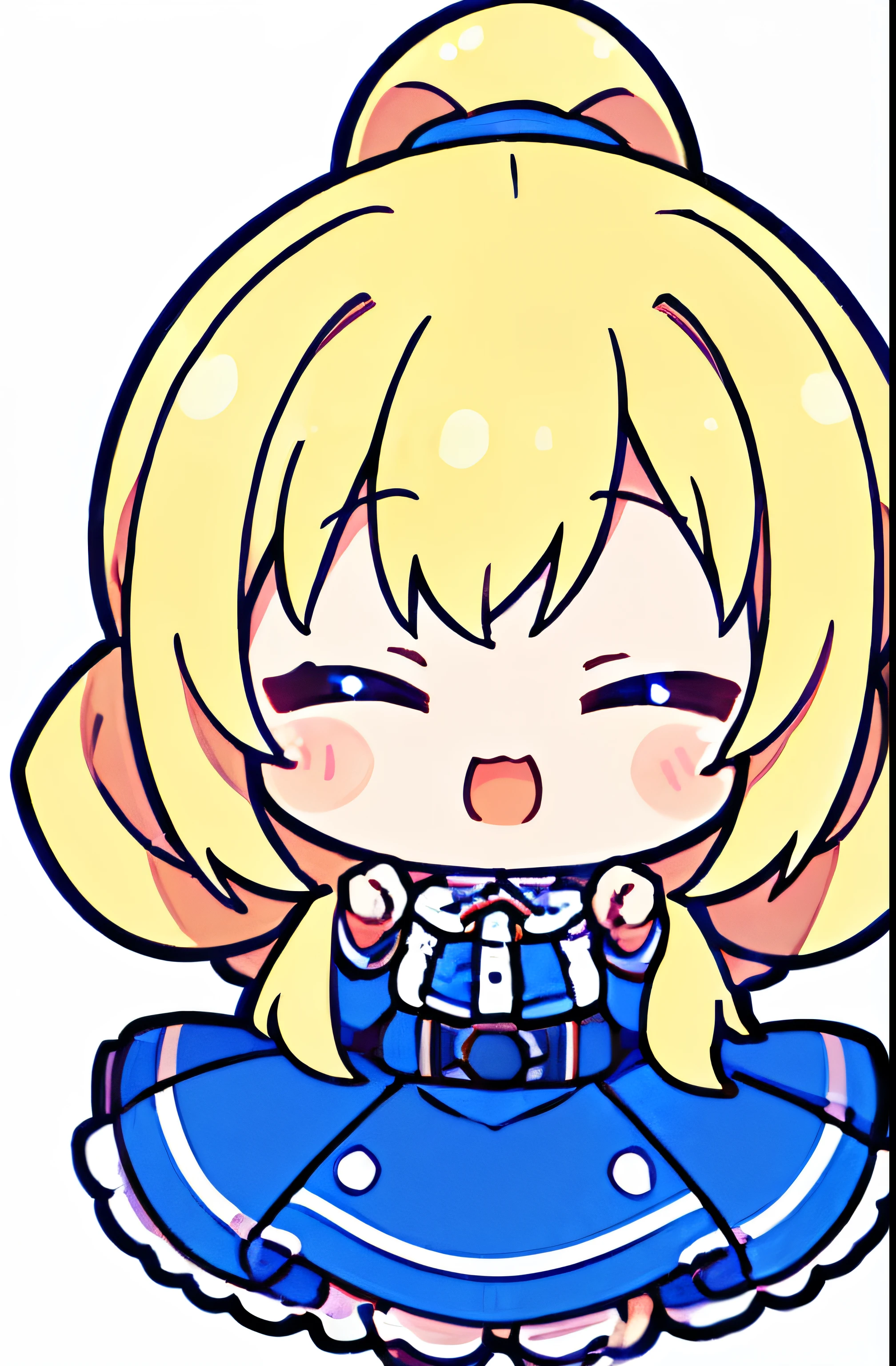 ((highest quality)), ((masterpiece)), (be familiar with),(precise fingers) 1 girl ,looking down from above, perfect face, ((wide shot)), full-Body Shot, Wide Angle, blonde hair,ponytail,(My eyes are closed), young face ,full body, Moe, anime ,white background
