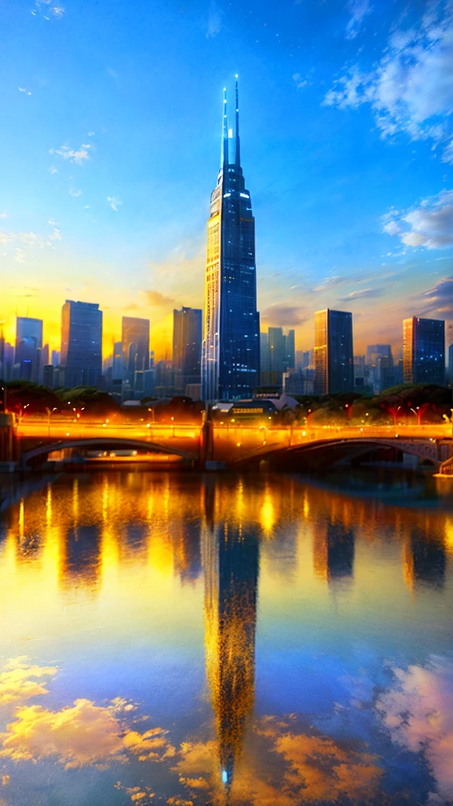 Highest quality, masterpiece, Realistic, (High resolutionの CGI アートワーク 8k), Create a landmark for the Celestial City, The theme is like air, Reflective ivory and light blue colors, High resolution, 3D-rendered masterpiece, Digital Art