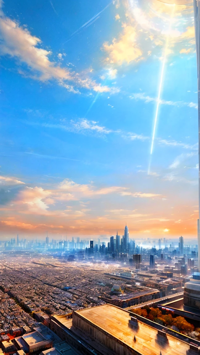 Highest quality, masterpiece, Realistic, (High resolutionの CGI アートワーク 8k), Create a landmark for the Celestial City, The theme is like air, Reflective ivory and light blue colors, High resolution, 3D-rendered masterpiece, Digital Art