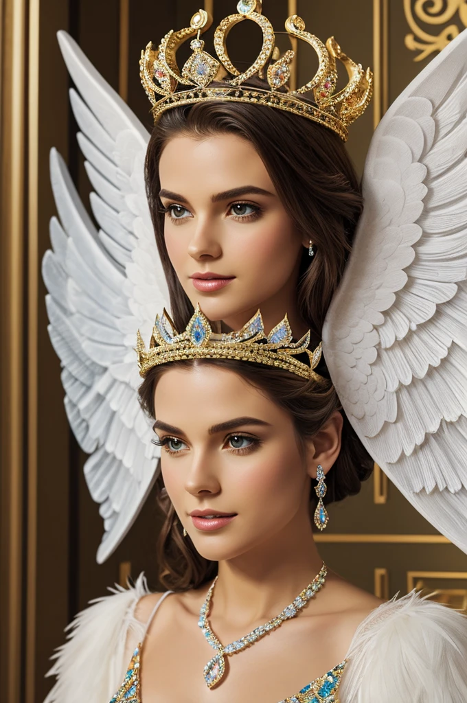 Stylish 3D typography with name "Jonathan" with an elegant crown and fine diamonds with brightly colored sparkles and angel wings.
