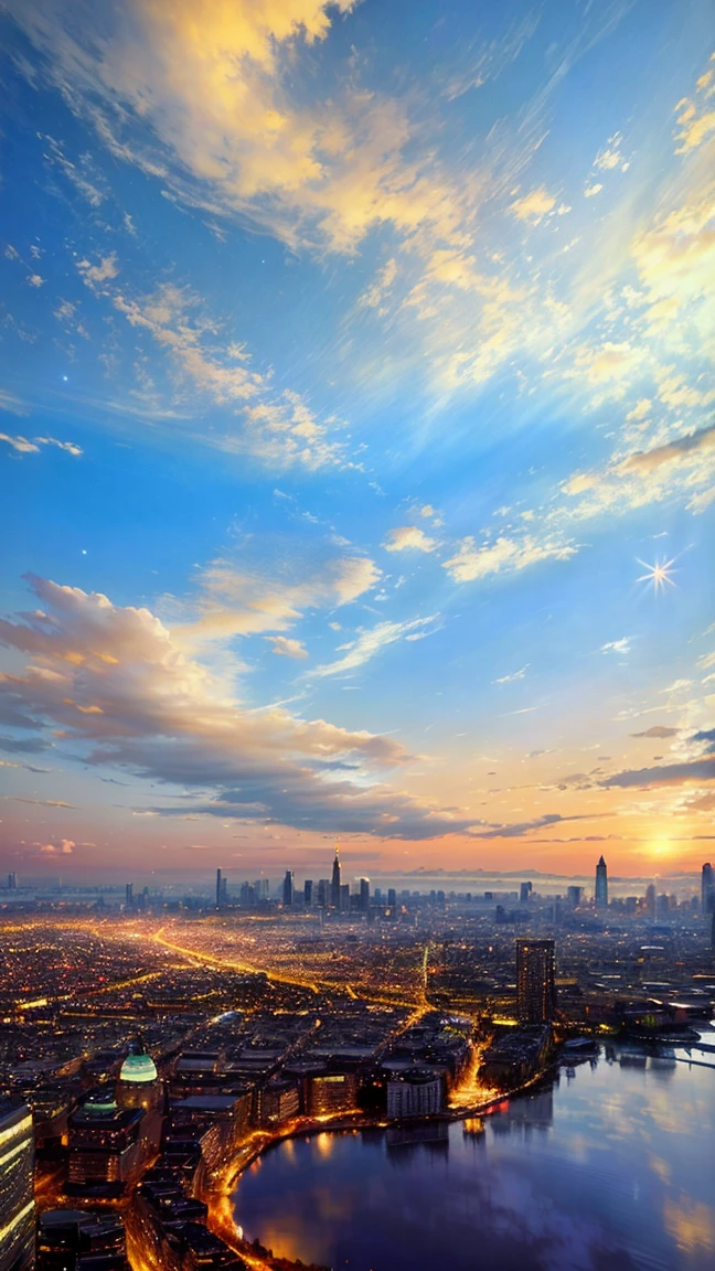 Highest quality, masterpiece, Realistic, (High resolutionの CGI アートワーク 8k), Create a landmark for the Celestial City, The theme is like air, A thin cloud hangs over the capital., Reflective ivory and light blue colors, High resolution, 3D-rendered masterpiece, Digital Art