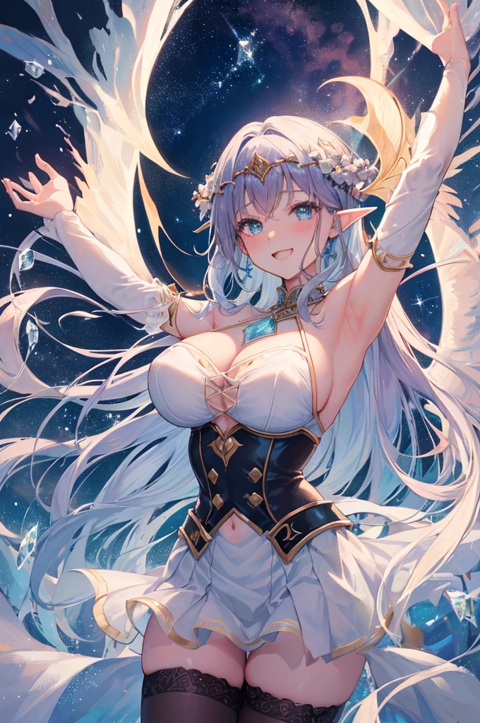 最high quality、最high quality、1 Female Elf、Succubus、Stand against a wall(( Upshot ))((Full Body Stockings))'((See-through body stockings))、たくさんの巨大なCrystal of snow、beautiful eyes、tears、Raise your arms behind your head、beautiful decoration、、Ice tiara、beautiful galactic Light、A world made of ice、最high quality , Fractal Art.Ice Throne、Ice World、bikini、beautiful big ass、　((Laugh beautifully、))((Glowing Ice　))、beautiful face、beautifully decorated stockings、Devil's World、ice crystals、Crystal of snow、Ice Wall、Ice World、Large front、 beautiful shine,High-definition depiction, Realistic, 8k, Unity, beautiful thighs,,Giant Devil's Wings、Iridescent Wings、、 Light smile, beautifully and vividly drawn, , beautiful beautiful透き通る肌、The magic of shining beautiful decoration、Giant horns、 Demon King、、beautiful decorationの角、 , beautiful、 Romanticism,mosquito。 The most beautiful form of chaos, Mr...々 Intertwining flowers, particle,Magical gentle Light,smile,,image quality、masterpiece、beautiful face、Super beautiful elf woman((Big breasted 22 year old office lady、Bust 120,beautiful long ironed hair、Silver Hair、height: 165cm。Chest 120cm、Esbian、、high quality、、Visual Arts、最high quality、1 Female Elf NP: Worst quality ,beautiful Fractal Art　、、、Light、beautiful radiance,High-definition depiction, Realistic, 8k, Unity, , Light smile, beautifully and vividly drawn, , beautiful, beautiful, Transparent muscle、 Countless rays of Light pouring down, Swirling Light, Big Background, , Intense Light is emitted from the magic circle in front of the girl. Romanticism,Cowboy Shot: 最high quality　　