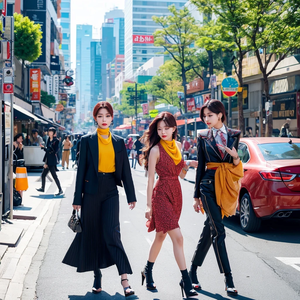 Red-haired girl,Sexy,Handsome,neutral,Street dressing。