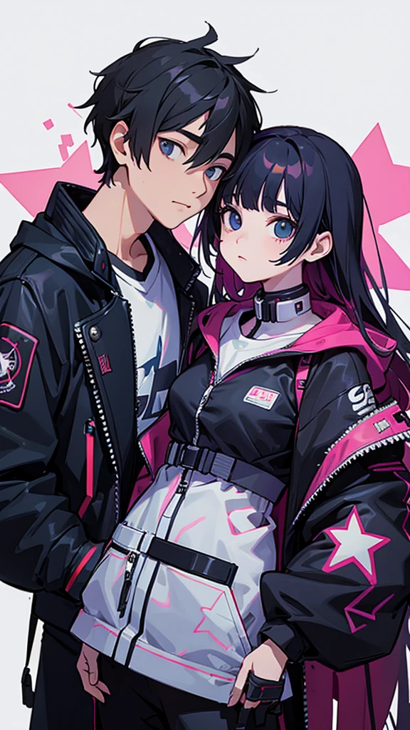 Men and women with the same face、star座、star、universe、Cyberpunk clothing