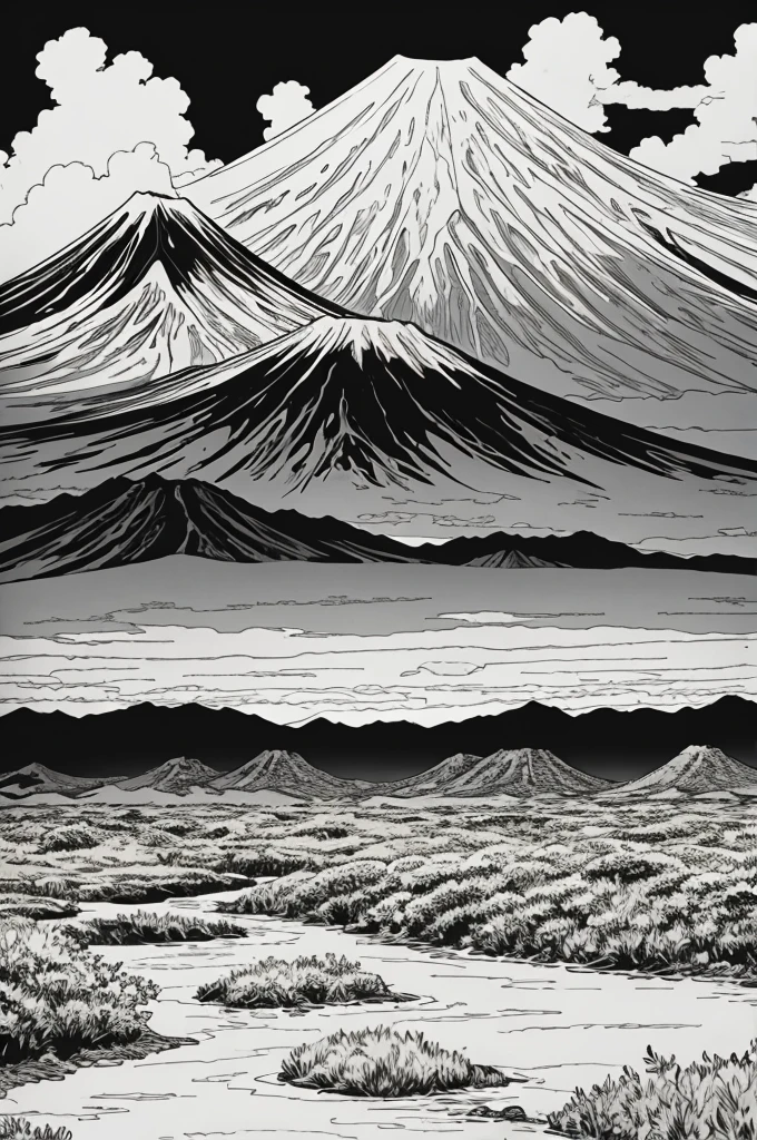 Coloring book Japan landscape