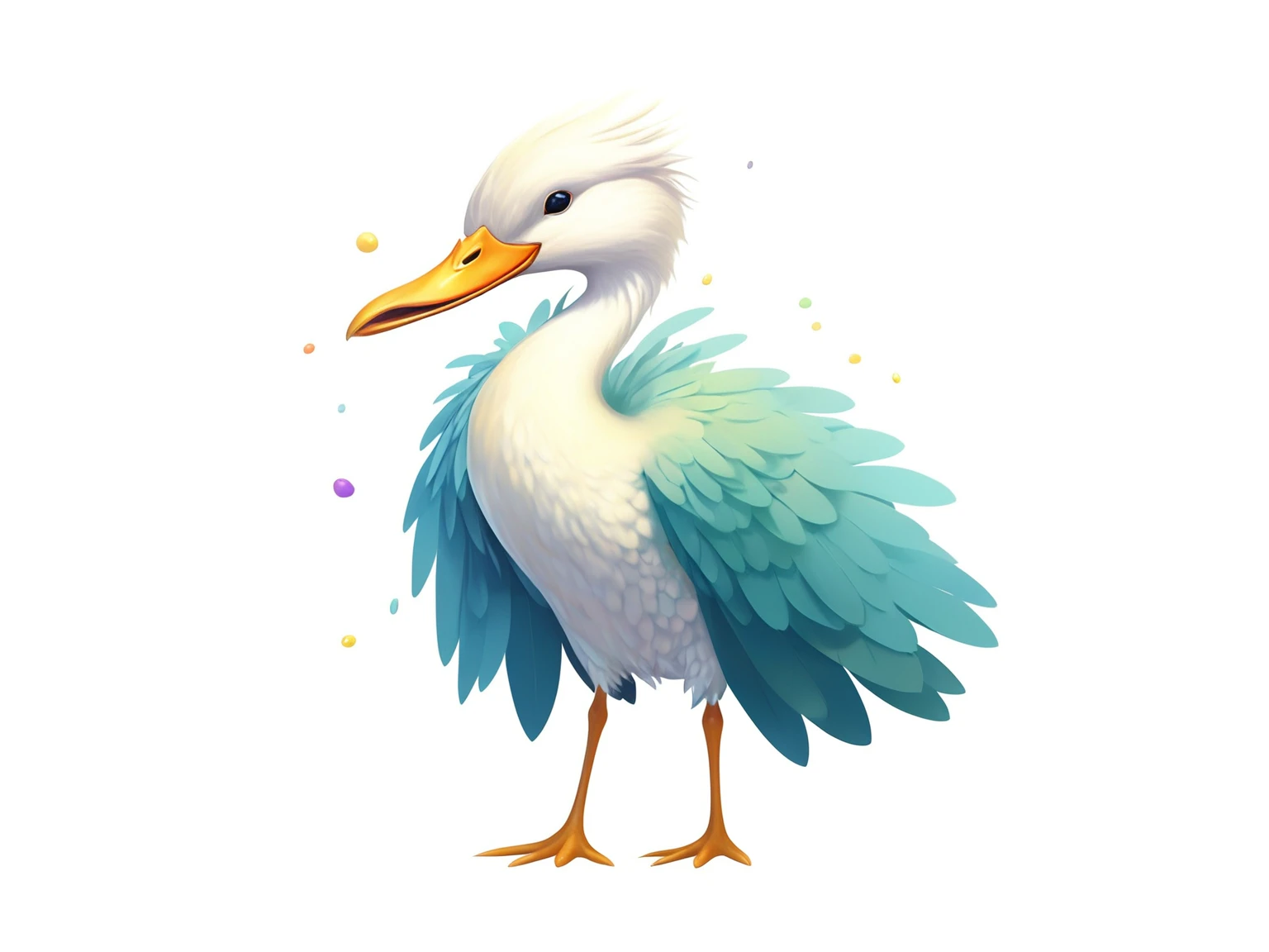 a surreal bird standing on a white surface, anthropomorphic bird, surrealist bird, fantastical duck conceptual portrait, beak, large beak, surrealist bird, colorful bird, duck illustration, Sam Bosma, 2D illustration, egret, standing bird, egret prestorn, (best quality,4k,8k,highres,masterpiece:1.2),ultra-detailed,(realistic,photorealistic,photo-realistic:1.37),fantasy,digital art,surreal,vibrant colors,dramatic lighting
