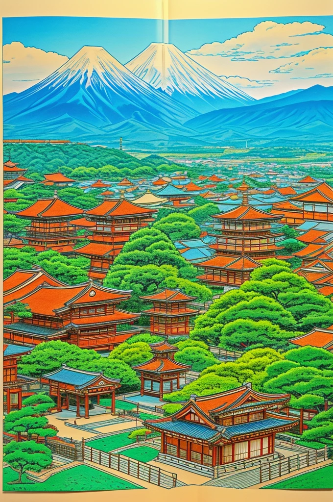 Coloring book Japan landscape