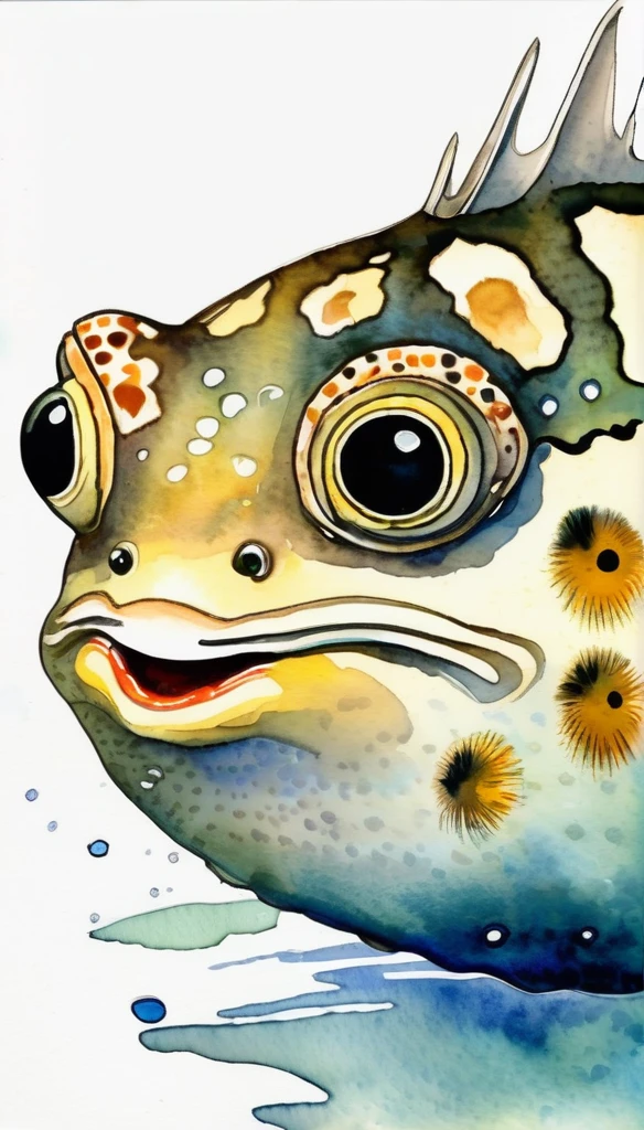 Japanese puffer fish watercolor